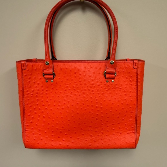 Kate Spade ostrich textured leather coral tote - Picture 3 of 12
